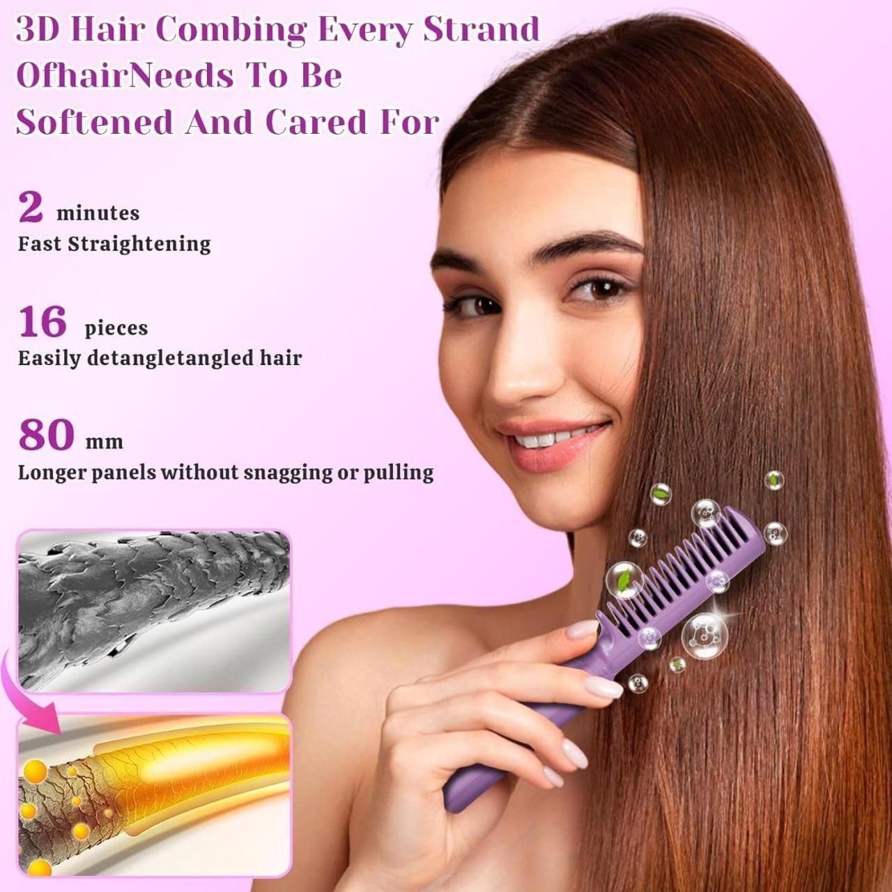 Meneflix LuxeSilk Portable Cordless Rechargeable Mini Hair Straightener with Adjustable Heat Hot Comb