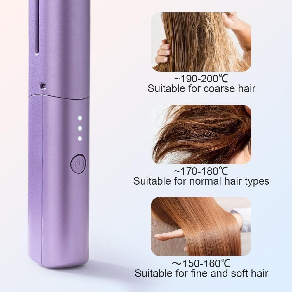Meneflix LuxeSilk Portable Cordless Rechargeable Mini Hair Straightener with Adjustable Heat Hot Comb